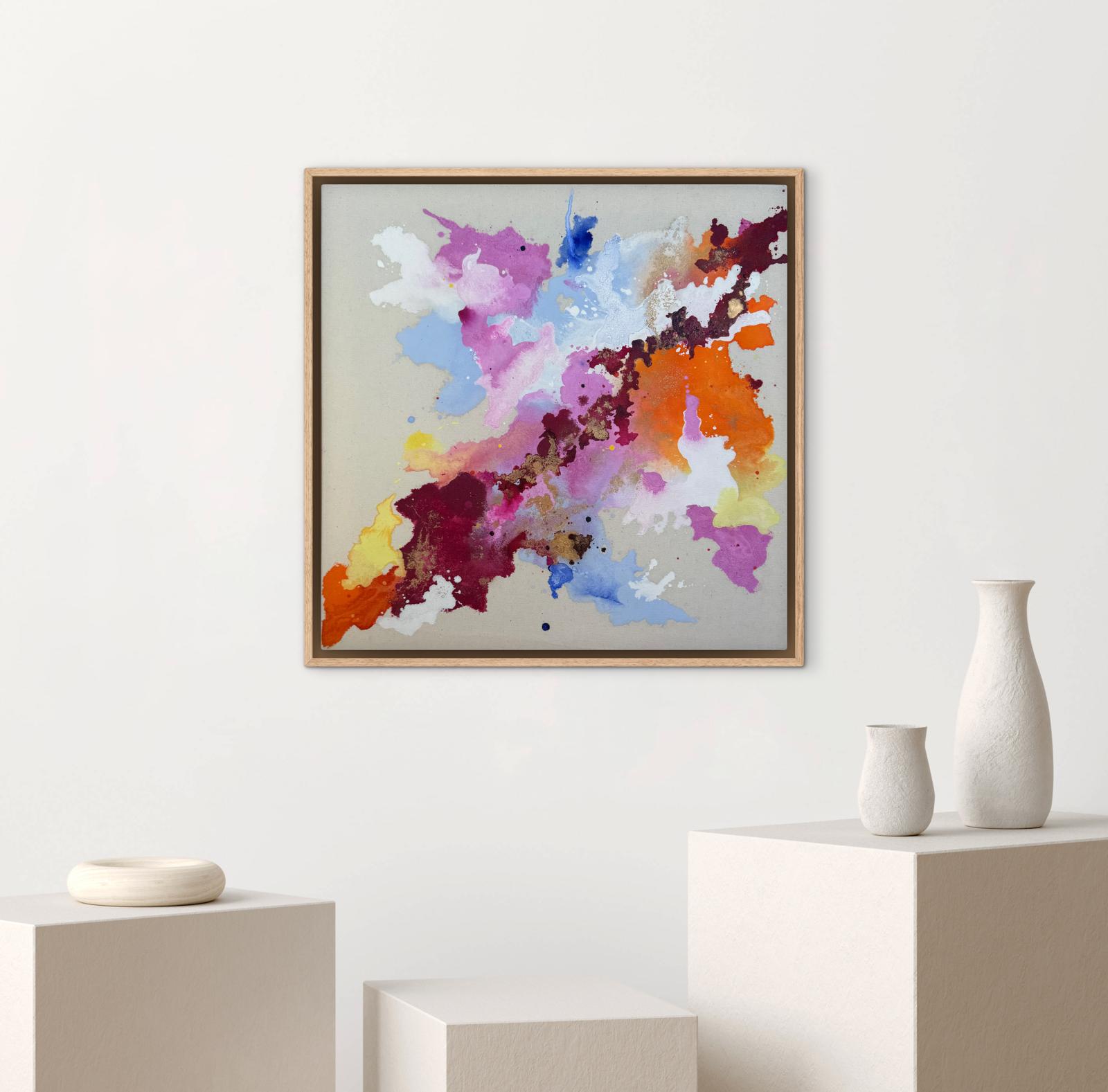 Goldspur, 2026, Acryl und Gold auf roher Baumwollleinwand, Ansicht 2